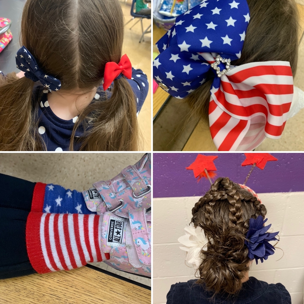 Bows, socks and beautiful hair for Patriotic Day! ❤️🤍💙